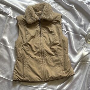 Ann Taylor Beige Vest with Fur